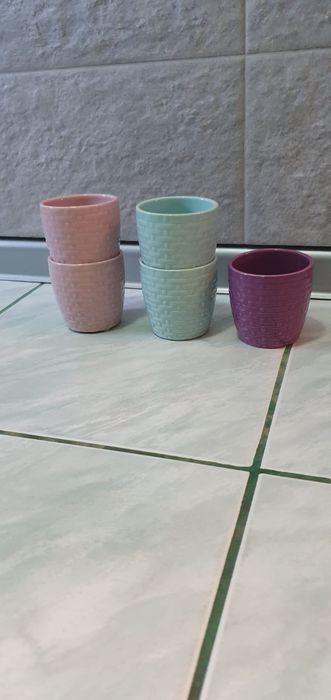 Doniczki ceramiczne kolorowe, pastelowe 5 sztuk