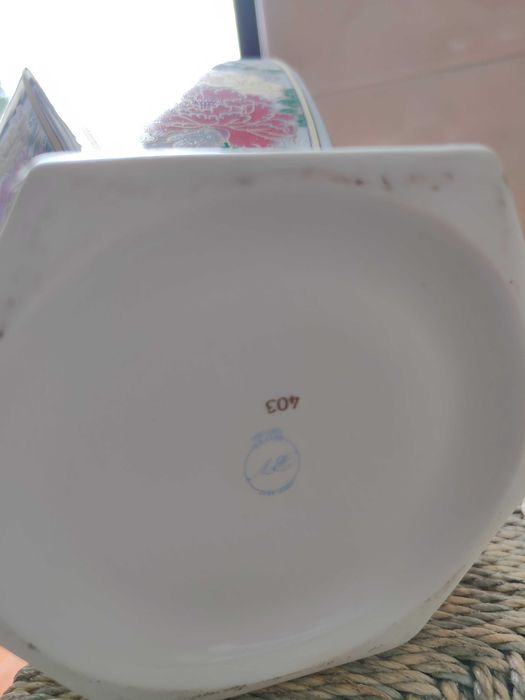 Pote porcelana rosa floral