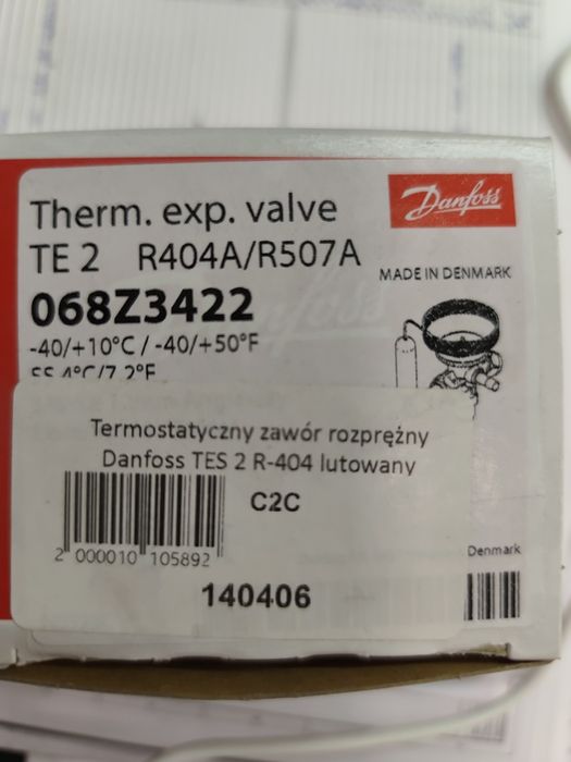 Zawór termostatyczny rozprężny Danfoss TES 2 R-404 lutowany