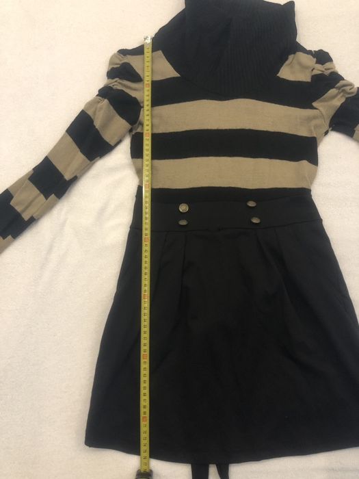 Sukienka sweter golf spódnica elegancka zimowa w paski S 36