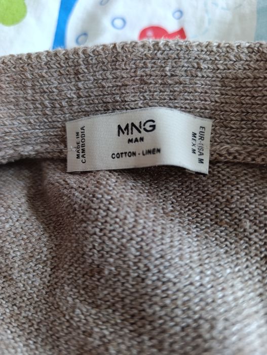 Sweter męski rozpinany m szary beżowy melanż bawelna mango