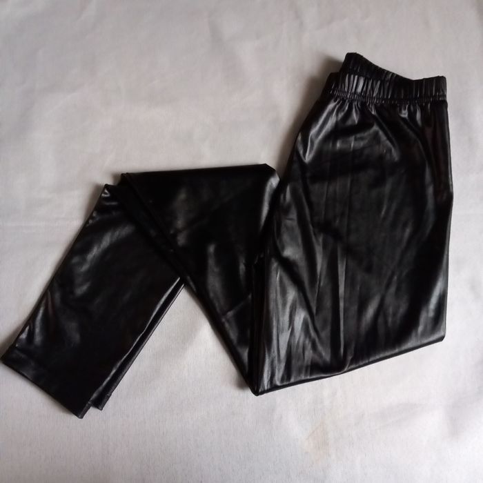 Legginsy czarne jak skórzane - S