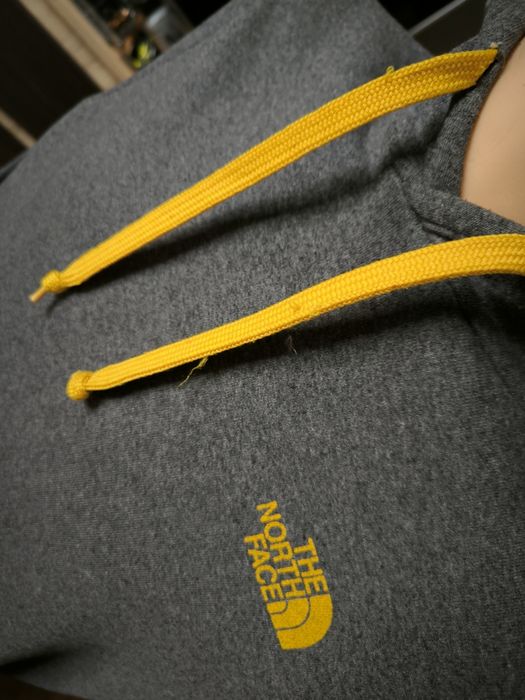 The North Face bluza męska z kapturem S ciemny szary żółty y2k