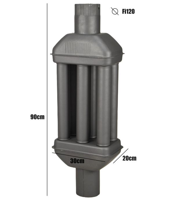 Radiator stalowy promiennik do kominka kozy fi120 wydajność +35% 90cm