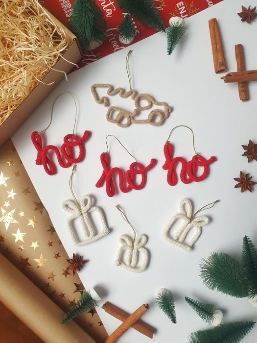 Zawieszki na choinkę  - zestaw 7 szt. Rękodzieło, auto, ho ho ho