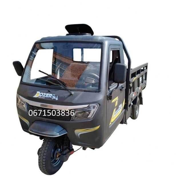 Вантажний трицикл з кабіною DOZER Model 250К (250 см3, водяне охолодження, кузов 2х1.35м, 1200 кг, кардан, ресори) Безкоштовна доставка без передоплат