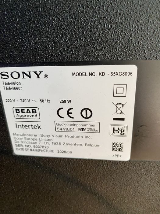 Sony 65 cali Android TV T2