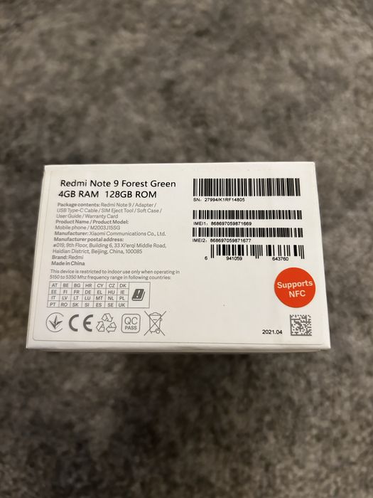 Xiaomi Redmi Note 9 128gb