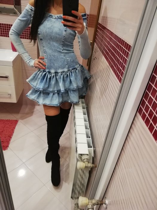 Sukienka Lou 34 xs 36 s xs/s jeans jeansowa denim falbanki gigi