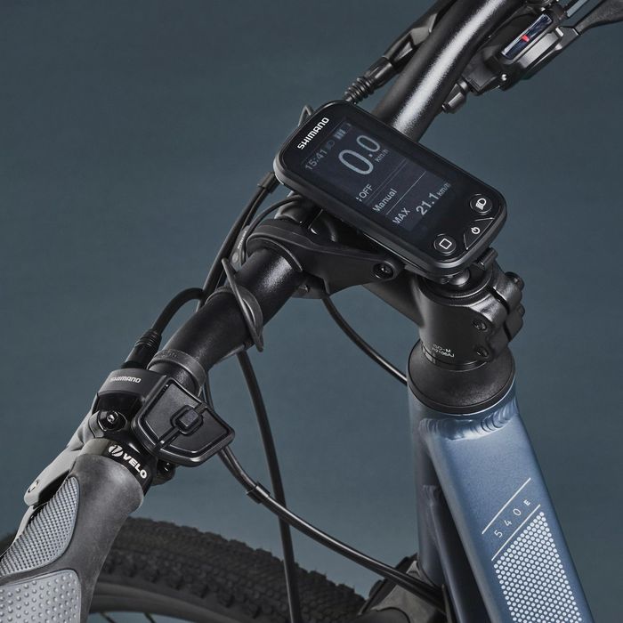BICICLETA DE TREKKING ELÉTRICA RIVERSIDE 540 E AZUL (BATERIA PRETA)