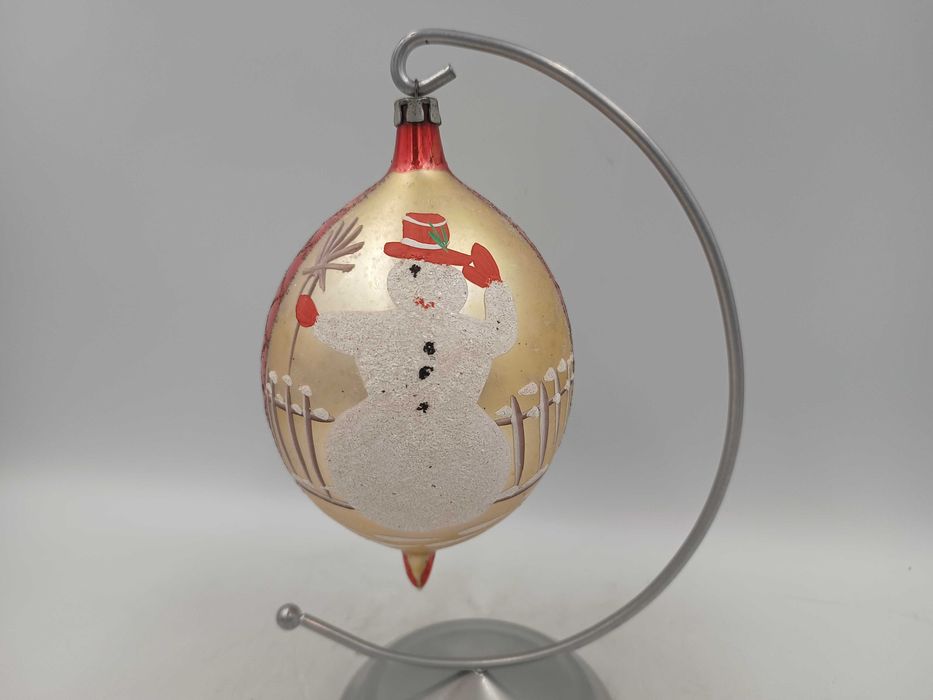 Duża bombka na choinkę z PRL ręcznie malowana stare ozdoby choinkowe