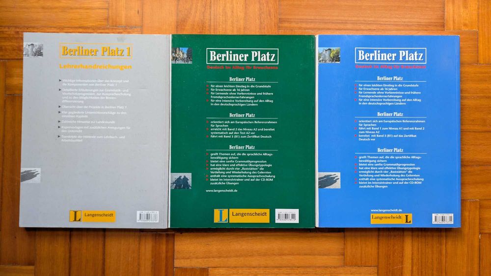 Lote Livros Alemão - Curso "Berliner Platz" 1 e 2 + Guia do Professor