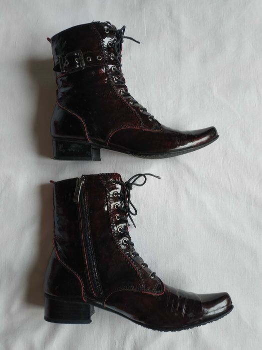 Кожаные лаковые ботиночки деми ботинки 37