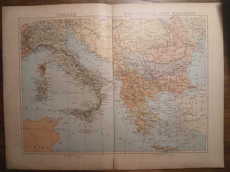 Mapa Italia e Península dos Balcãs (Final do Séc XIX, Início do Séc XX)
