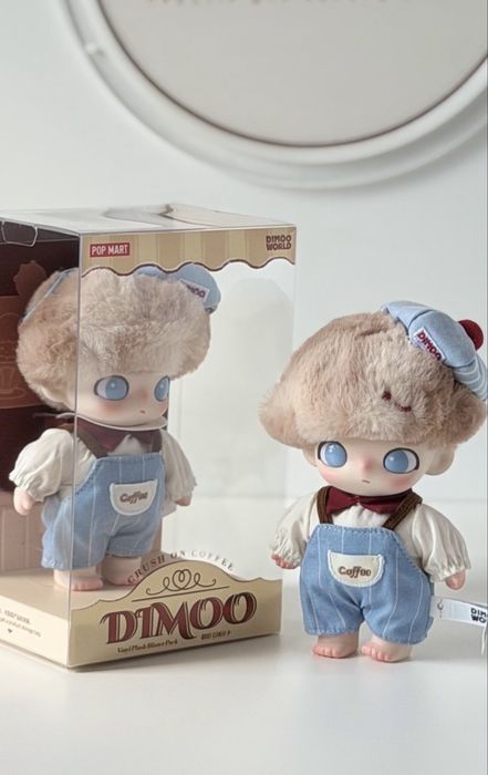 Оригінал‼️Pop Mart Плюшева іграшка-брелок Dimoo Crush on Coffee в наявності