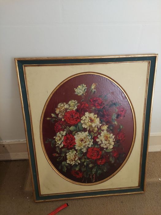 Grande quadro a oleo Lucilia Monteiro com moldura