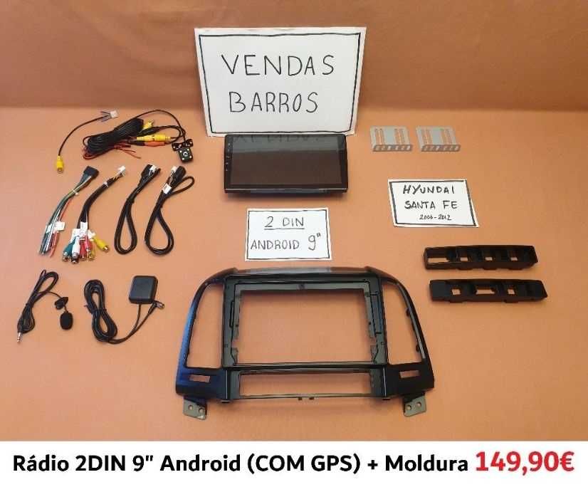 (NOVO) Rádio 2DIN 9" • Hyundai SANTA FE (2000 a 2012) Android [4+64GB]