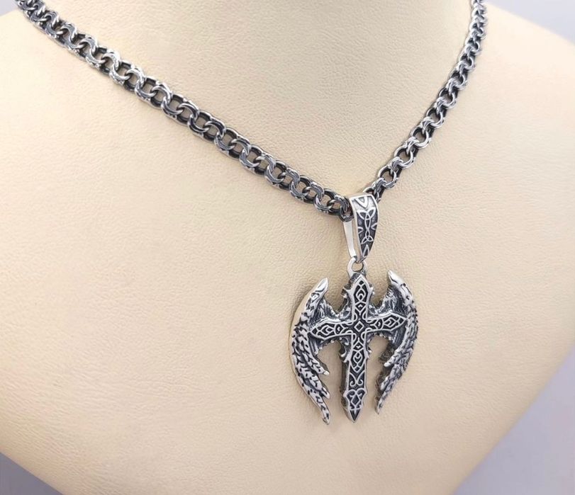 Срібний хрестик крила янгола