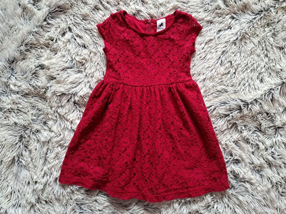 Świąteczna sukienka bordo koronkowa 104 Palomino