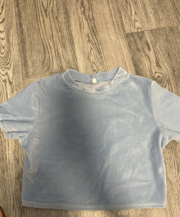 Нова велюрова футболка топ кроп топ