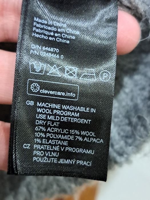 sweter z alpaką 52 54 H&M szary z ozdobnym wzorem