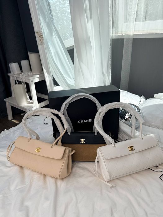 Жіноча сумочка Chanel Top Handle Flap Bag White / сумочка Шанель біла / шкіряна сумка