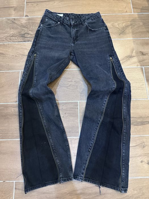 zara flared jeans zip