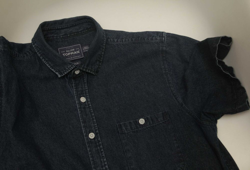 Topman рр M indigo dyed рубашка джинсовая из хлопка