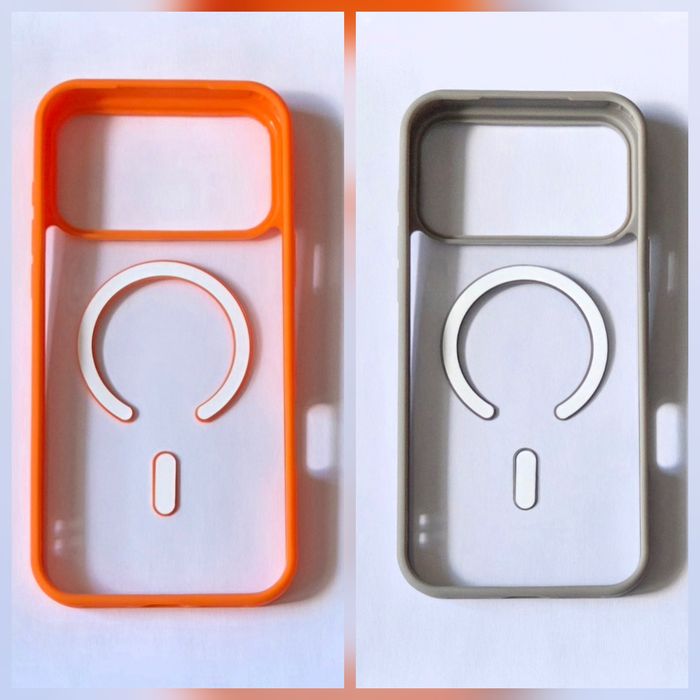 Etui/case pomarańczowe i szare z magsafe na iPhone'a 17 pro max
