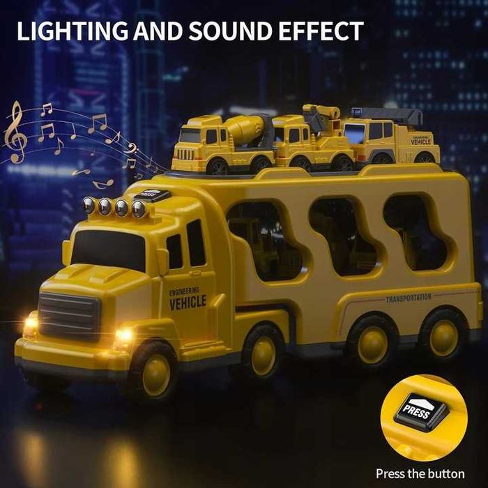 Ciężarówka laweta pomoc drogowa zestaw auta TRANSPORTER KOPARKA B30