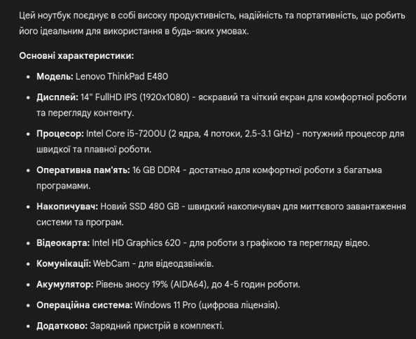 Lenovo ThinkPad E480 14 " FullHD  i5-7200U DDR4 16gb /ssd 480gb