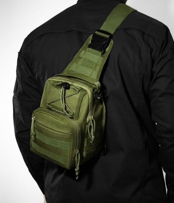 Тактическая сумка через плечо.  Розница. Цвет: чёрный, койот, олива