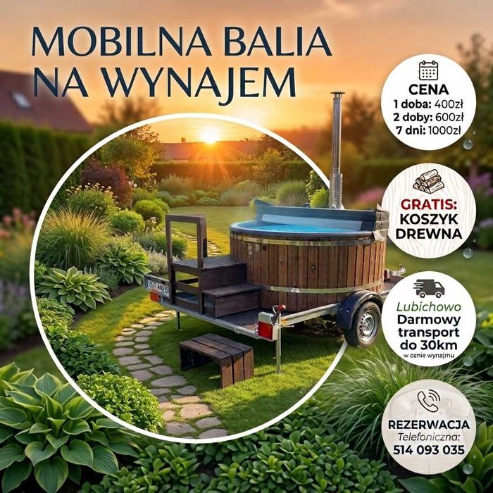 Mobilna BALIA 8-osobowa Jacuzzi z dowozem GRATIS do 30km od Lubichowa!