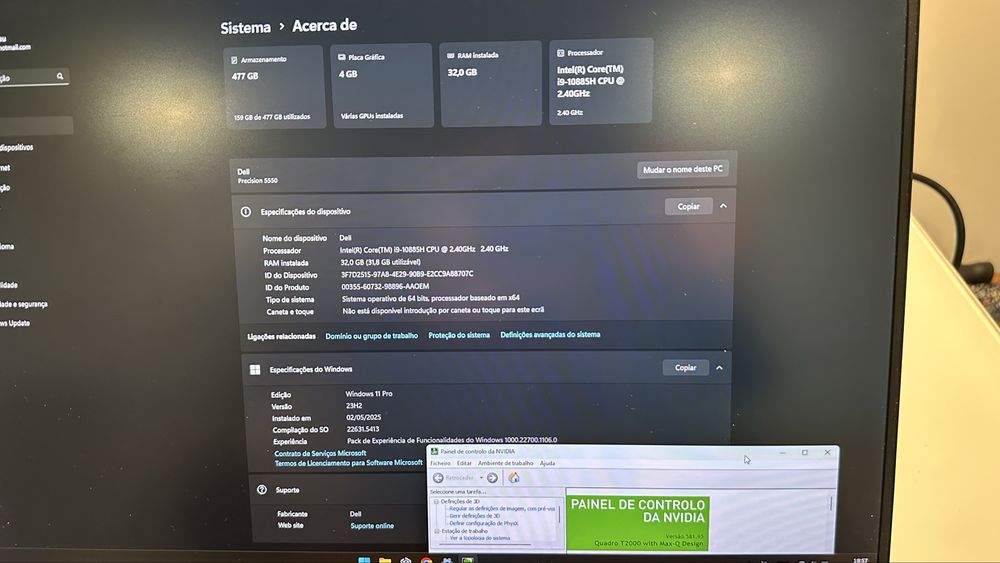 Dell Precision 5500 i9 32gb 500gb