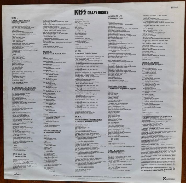 Vinil / Lp - Kiss - Álbum Crazy Nights de 1987