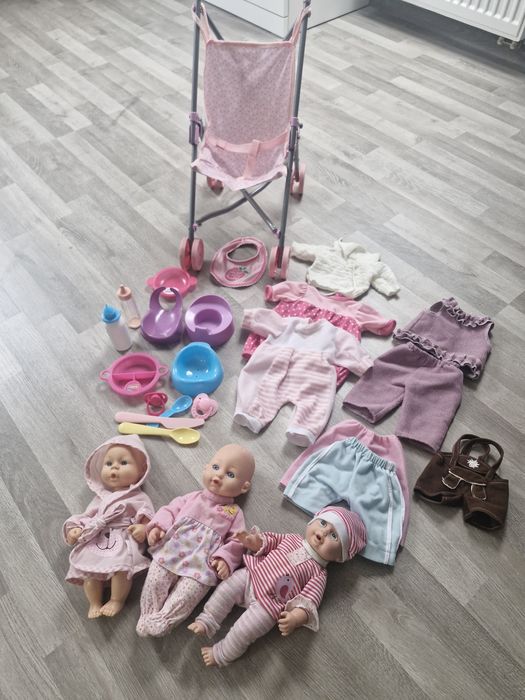 Lalki + wózek + akcesoria