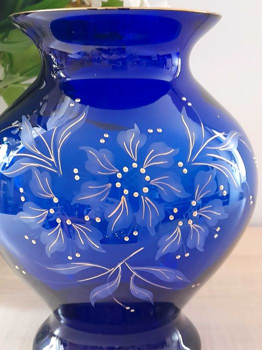 Wazony kobaltowy Lucka Glass DDR