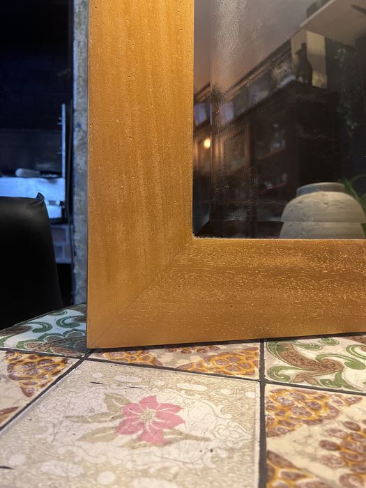 Espelho Vintage Moldura Madeira Dourada Octogonal (108.5 x 98.5 cm)