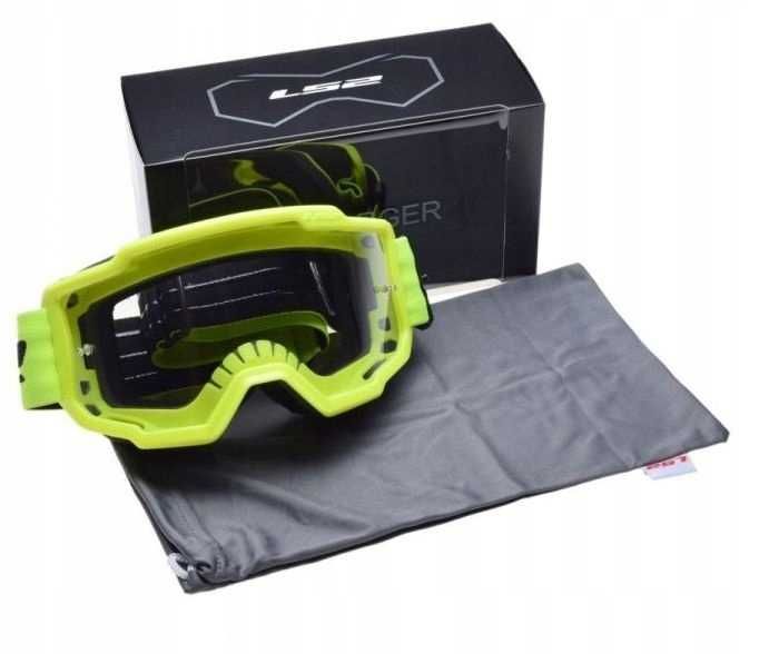 Gogle motocyklowe cross quad atv ZIELONE NEON przezroczysta szybka