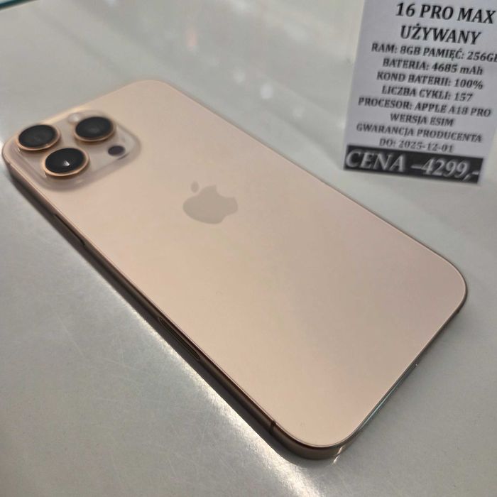 iPhone 16 Pro Max 256GB Bat 100% Topcase Vivo *Raty 0%