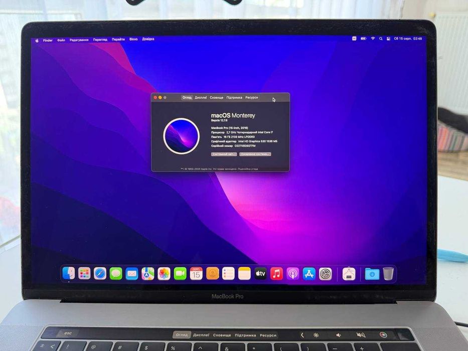 ‼️Ноутбук Apple MacBook Pro Retina 15" 2016 15" i7 16 GB 512SSD Touchbar  А1707