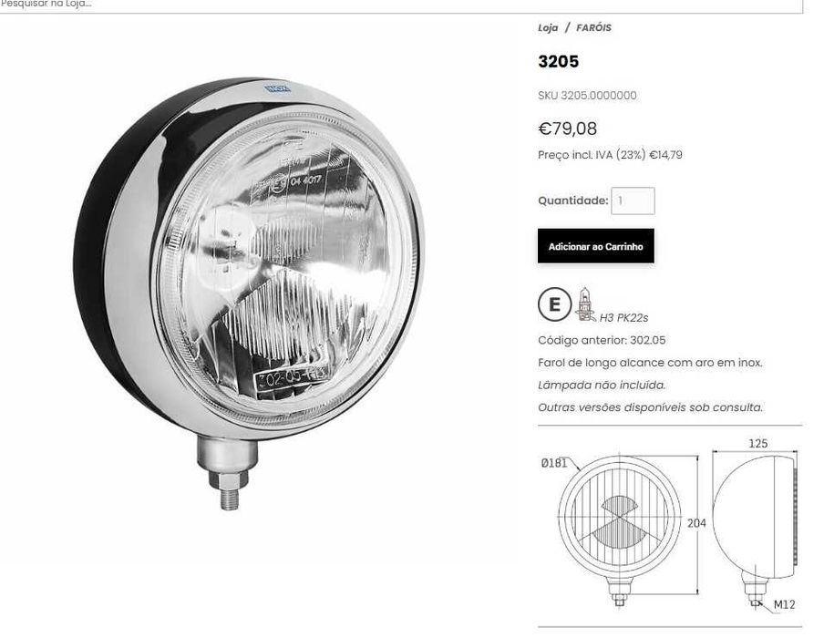 Par de faróis SIM de longo alcance (3 pares disponíveis)