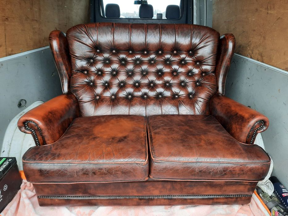 Kanapa skórzana pikowana