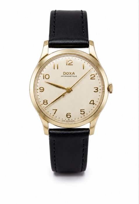 DOXA Antimagnetique 14K 585 Złoty Swiss Made 39 mm Doskonały Stan Po Przeglądzie Gwarancja