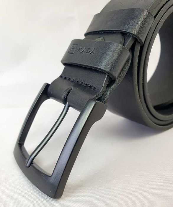 Pas do spodni czarny typu jeans czarna klamra brelok gratis