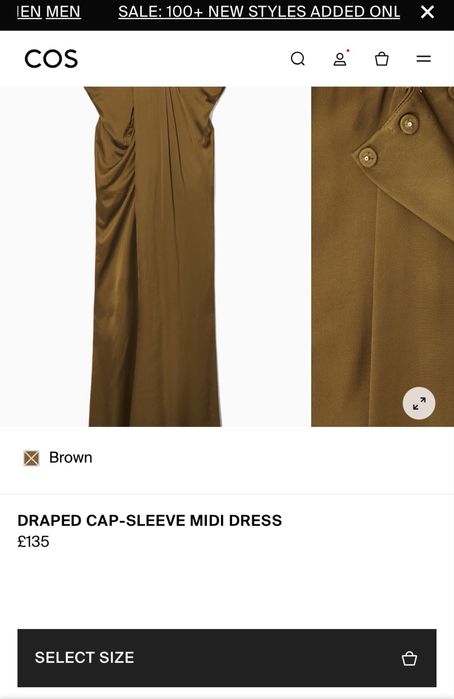 Сукня Cos draped cap sleeve midi dress