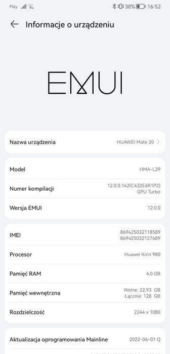 Huawei Mate 20 / dual sim/ 128 GB