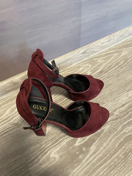 Бордовые замшевые босоножки на каблуке 12 см, размер 37