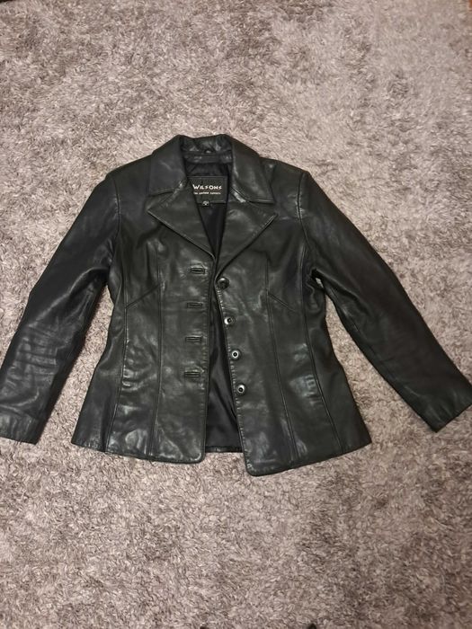 Czarna marynarka kurtka skórzana Wilsons Leather rozm. M