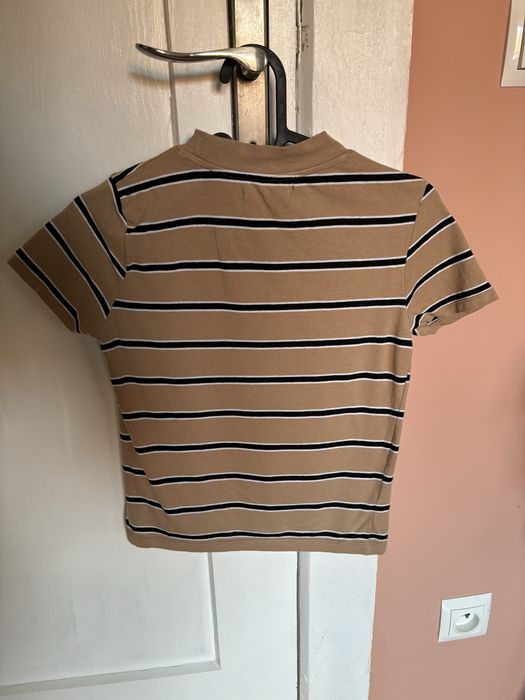 Beżowy tshirt w paski Sinsay M